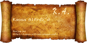 Kassa Alfréd névjegykártya